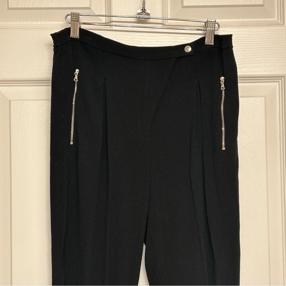 Sandro Paris Polina Black Trousers 40 *US 8-10 Zip Pocket Pants Taper Designer